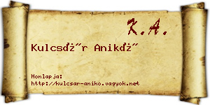 Kulcsár Anikó névjegykártya